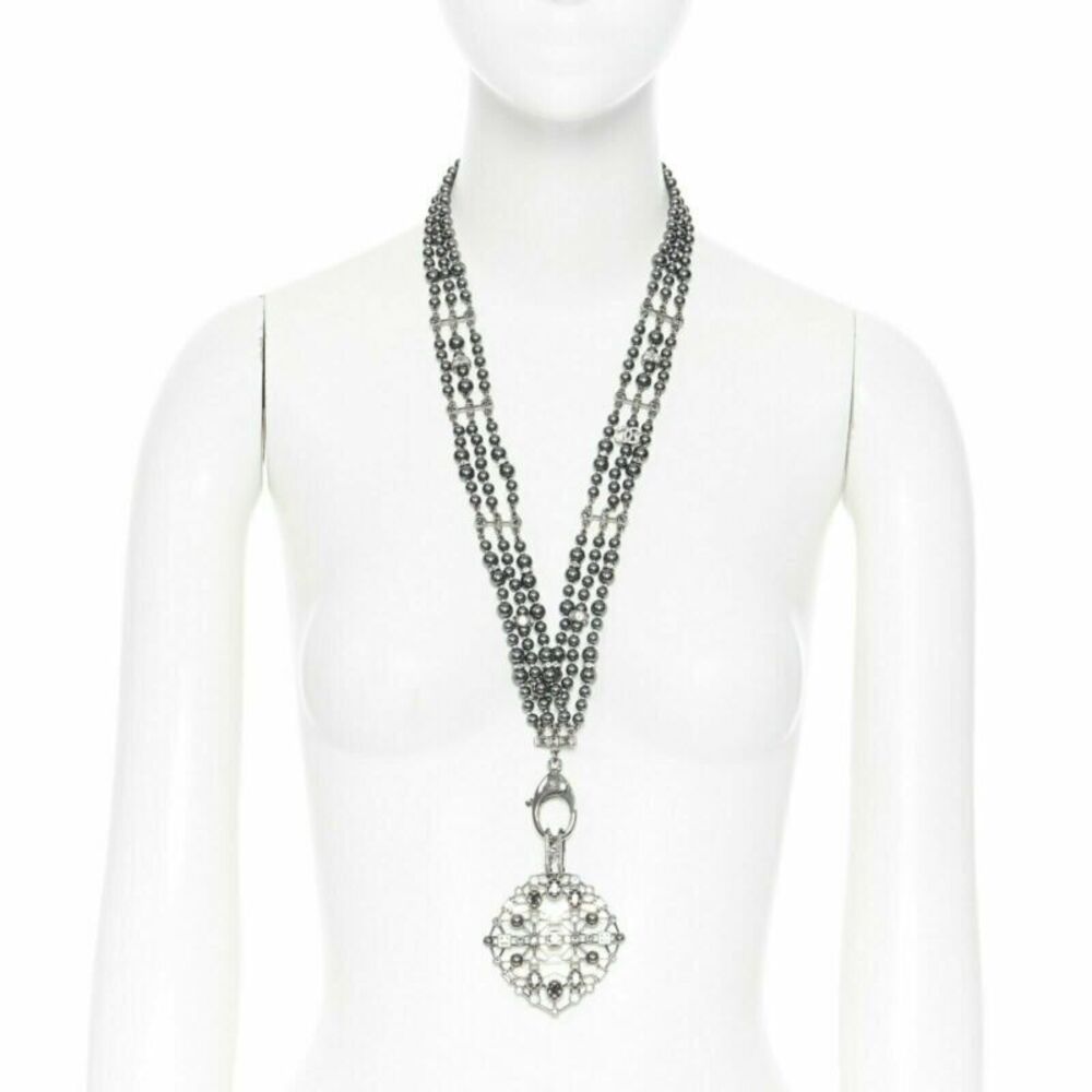 Chanel Pearl Crystal Clasp Necklace